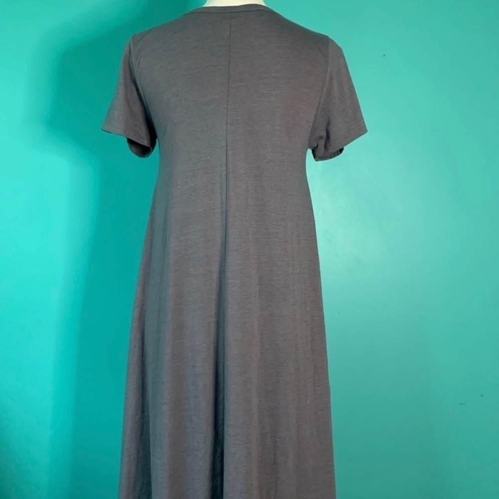 LuLaRoe Dress Womens Extra Small Tee Shirt Dress XS Short Sleeve Pocket Grey - Picture 2 of 4
